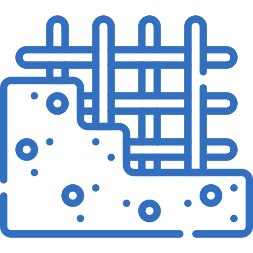 A White Line-Art Icon Showing The Outline Of A Floor Plan With Rooms, Overlaid By A Curved Line That Ends In A Loop Or Chain Link, Set Against A Transparent Background.