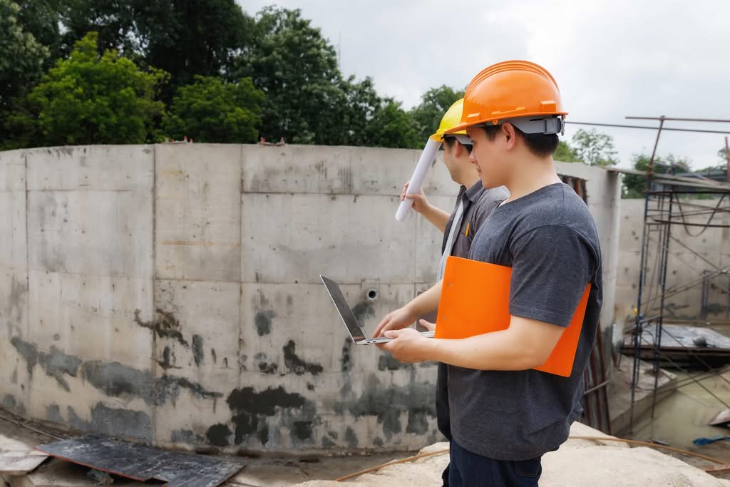 How to Choose an Ocala Pool Builder (2026 Expert Guide) 3 A Florida Dbpr Certified Pool Contractor Reviewing Project Plans On A Laptop At A Residential Pool Construction Site In Jacksonville, Fl.