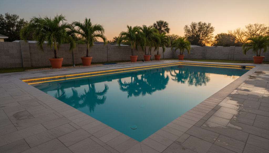 Looking for a Pool Company On Top of the World? Here's Ocala's Top Choice for 2026 2 Newly Resurfaced Outdoor Pool With Led Lighting In An Ocala Backyard