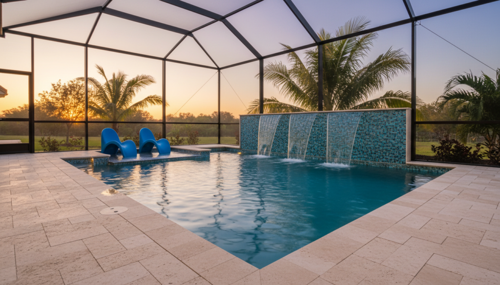 Hiring a Contractor Pool Builder in Ocala: What Homeowners Should Know 2 Finished Contractor Pool With Travertine Decking And Led Lighting In The Villages Florida
