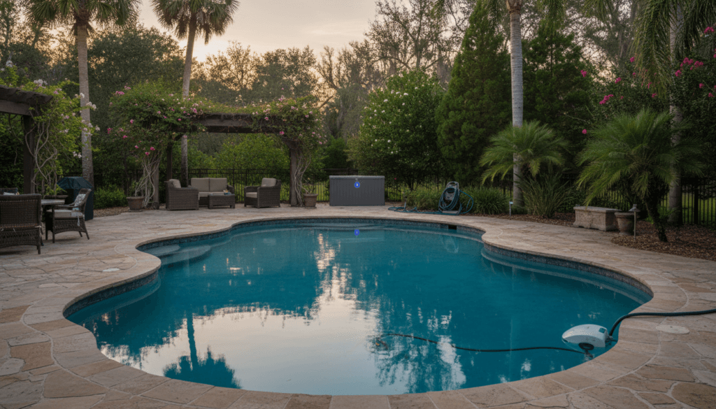 Backyard Pool With Led Lighting And Automation Near Ocala Fl